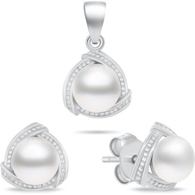 Brilio Silver Set de bijuterii din argint cu perle reale SET268W (cercei, pandantiv) Brilio Silver Set de bijuterii din argint cu perle reale SET268W (cercei, pandantiv)
