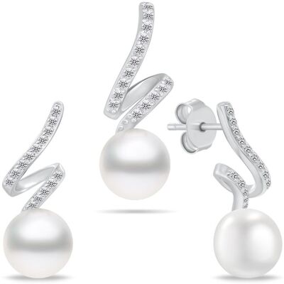 Brilio Silver Set de bijuterii din argint cu zirconi și perle SET269W (cercei, pandantiv) Brilio Silver Set de bijuterii din argint cu zirconi și perle SET269W (cercei, pandantiv)