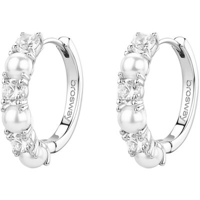 Brosway Cercei argintii cu zirconiu cubic și perle artificiale Fancy Infinite White FIW176 Brosway Cercei argintii cu zirconiu cubic și perle artificiale Fancy Infinite White FIW176