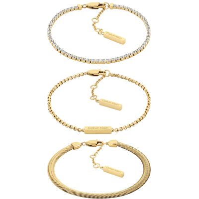 Calvin Klein Set modern de brățări placate cu aur CK Trio 35000797 Calvin Klein Set modern de brățări placate cu aur CK Trio 35000797
