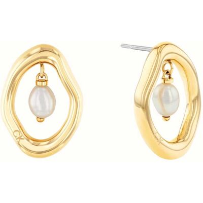 Calvin Klein Cercei delicați placați cu aur Edgy Pearls 35000562 Calvin Klein Cercei delicați placați cu aur Edgy Pearls 35000562