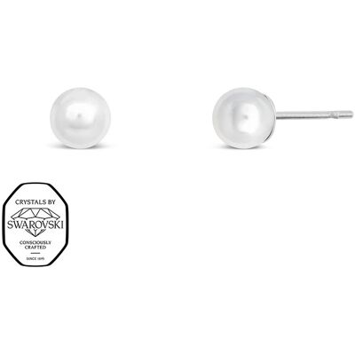CRYSTalp Cercei tip butoni din oțel cu perlă Swarovski Mini 4606.WHI.E CRYSTalp Cercei tip butoni din oțel cu perlă Swarovski Mini 4606.WHI.E
