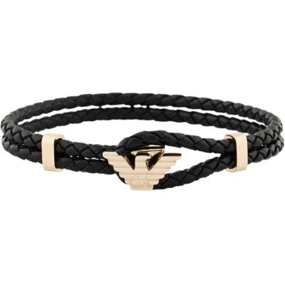 Emporio Armani Brățară placată cu aur din piele pentru bărbați EGS3321710 Emporio Armani Brățară placată cu aur din piele pentru bărbați EGS3321710
