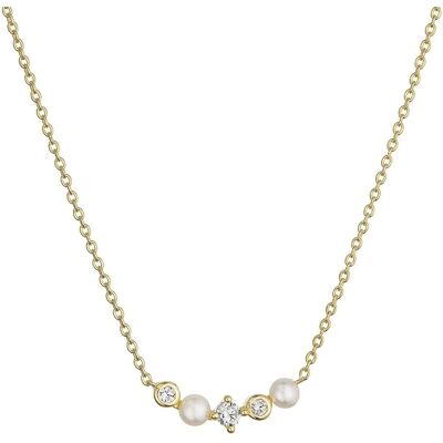 Evolution Group - Pavona Colier elegant placat cu aur cu zirconii și perle 22057.1 Evolution Group - Pavona Colier elegant placat cu aur cu zirconii și perle 22057.1