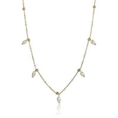 Emily Westwood Colier pentru femei placat cu aur cu perle sintetice Shiloh EWN24015G Emily Westwood Colier pentru femei placat cu aur cu perle sintetice Shiloh EWN24015G