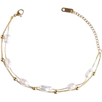 Emily Westwood Brățară dublă placată cu aur cu perle EWB250244G Emily Westwood Brățară dublă placată cu aur cu perle EWB250244G
