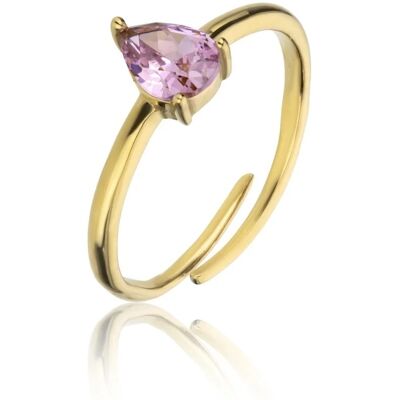 Emily Westwood Inel fermecător placat cu aur cu zircon roz Presley EWR23055G Emily Westwood Inel fermecător placat cu aur cu zircon roz Presley EWR23055G