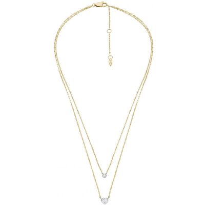 Fossil Colier dublu placat cu aur cu cristale JF04357998 Fossil Colier dublu placat cu aur cu cristale JF04357998