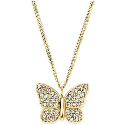 Fossil Colier elegant placat cu aur cu cristale Fluture JF04920710 Fossil Colier elegant placat cu aur cu cristale Fluture JF04920710