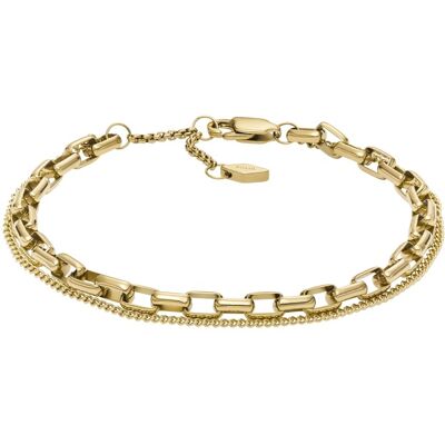 Fossil Brățară dublă modernă din oțel placat cu aur JOF00973710 Fossil Brățară dublă modernă din oțel placat cu aur JOF00973710
