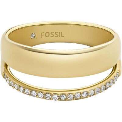 Fossil Inel elegant placat cu aur cu zircon cubic Archival JOF01036710 52 mm Fossil Inel elegant placat cu aur cu zircon cubic Archival JOF01036710 52 mm