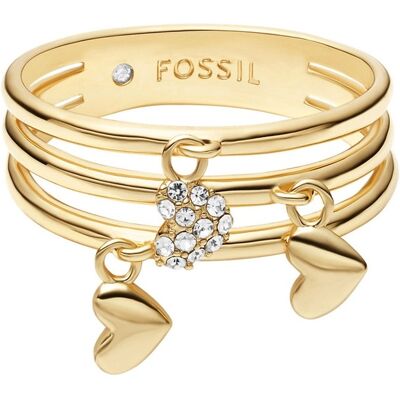 Fossil Inel triplu placat cu aur, cu inimioare Sutton JA7304710 57 mm Fossil Inel triplu placat cu aur, cu inimioare Sutton JA7304710 57 mm