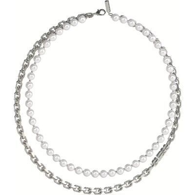 Guess Colier dublu cu perle pentru bărbați Edgy Styles JUMN04062JWSTWIT-U Guess Colier dublu cu perle pentru bărbați Edgy Styles JUMN04062JWSTWIT-U