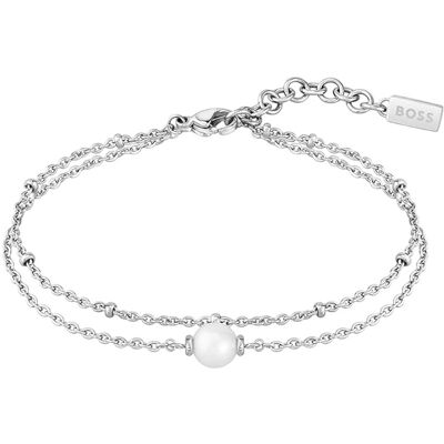 Hugo Boss Brățară dublă din oțel cu perlă Cora 1580268 Hugo Boss Brățară dublă din oțel cu perlă Cora 1580268