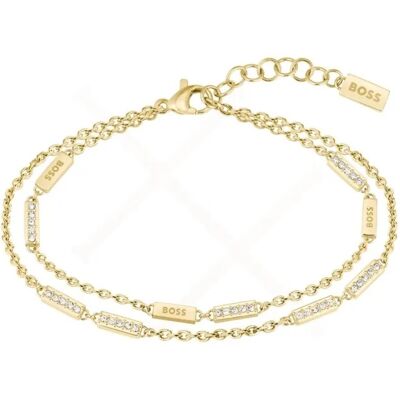 Hugo Boss Brățară dublă aurită cu cristale Larya 1580450 Hugo Boss Brățară dublă aurită cu cristale Larya 1580450