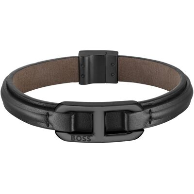 Hugo Boss Brățară stilată din piele neagră Kode 1580784 19 cm Hugo Boss Brățară stilată din piele neagră Kode 1580784 19 cm