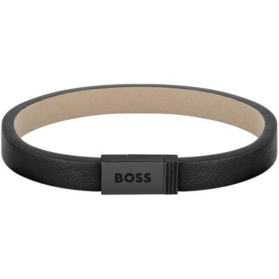 Hugo Boss Brățară neagră modernă din piele Jace 1580337M 17,5 cm Hugo Boss Brățară neagră modernă din piele Jace 1580337M 17,5 cm