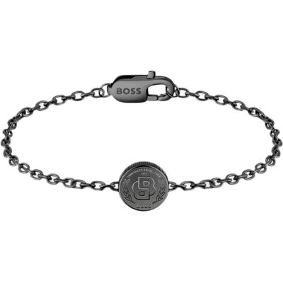 Hugo Boss Brățară neagră din oțel Double B 1580764M Hugo Boss Brățară neagră din oțel Double B 1580764M