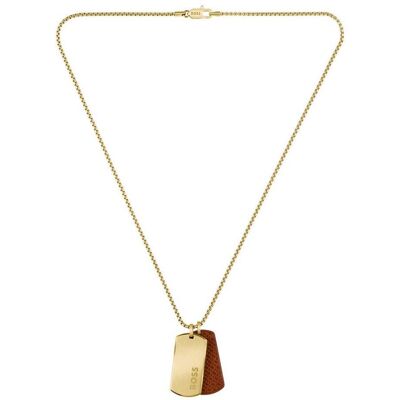 Hugo Boss Colier placat cu aur Insignă militară Devon 1580835 Hugo Boss Colier placat cu aur Insignă militară Devon 1580835