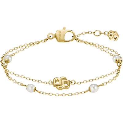 Hugo Boss Brățară placată cu aur cu perle Double B 1580808 Hugo Boss Brățară placată cu aur cu perle Double B 1580808