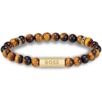 Hugo Boss Brățară stilată din mărgele cu ochi de tigru Sphere 1580661 19 cm Hugo Boss Brățară stilată din mărgele cu ochi de tigru Sphere 1580661 19 cm