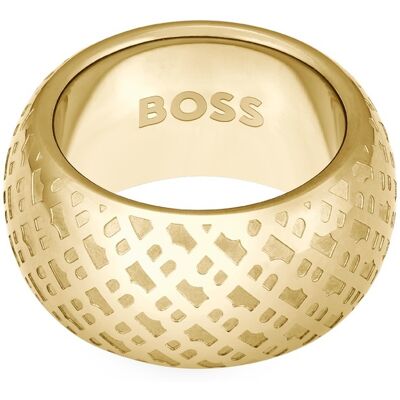 Hugo Boss Inel distinctiv placat cu aur pentru femei 1580589 58 mm Hugo Boss Inel distinctiv placat cu aur pentru femei 1580589 58 mm