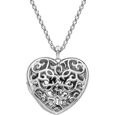 Hot Diamonds Colier fin pentru femei LargeHeartFiligreeLocket DP669 Hot Diamonds Colier fin pentru femei LargeHeartFiligreeLocket DP669