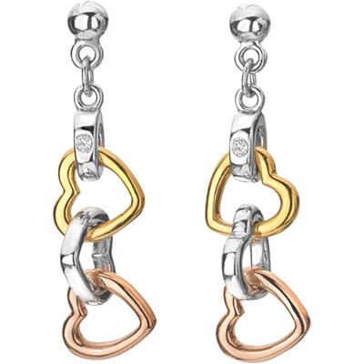 Hot Diamonds Cercei fermecători din argint cu diamante Trio DE703 Hot Diamonds Cercei fermecători din argint cu diamante Trio DE703