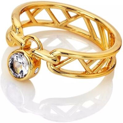 Hot Diamonds Inel stilat placat cu aur cu topaz și diamant Revolve DR301 54 mm Hot Diamonds Inel stilat placat cu aur cu topaz și diamant Revolve DR301 54 mm