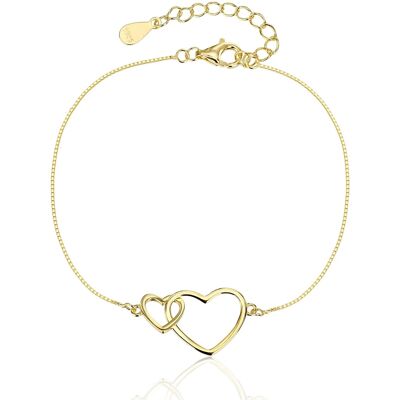 JVD Brățară romantică placată cu aur cu inimi unite SVLB0559XJ6GO18 JVD Brățară romantică placată cu aur cu inimi unite SVLB0559XJ6GO18