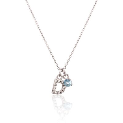 JVD Colier decent de argint „D” cu zircon albastru SVLN0324XH2BI0D JVD Colier decent de argint „D” cu zircon albastru SVLN0324XH2BI0D