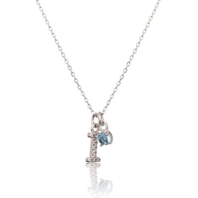 JVD Colier frumos din argint ”I” cu zircon albastru SVLN0324XH2BI0I JVD Colier frumos din argint ”I” cu zircon albastru SVLN0324XH2BI0I