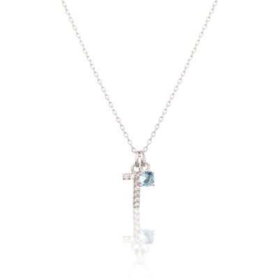 JVD Colier decent de argint „T” cu zircon albastru SVLN0324XH2BI0T JVD Colier decent de argint „T” cu zircon albastru SVLN0324XH2BI0T
