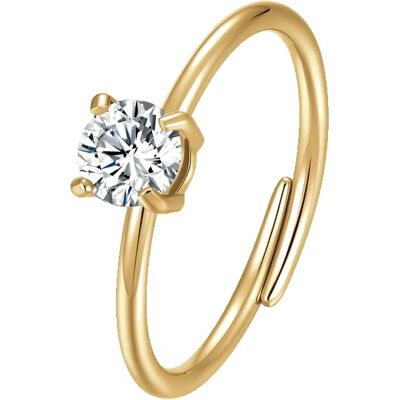Luca Barra Inel reglabil placat cu aur cu zircon ANK603 Luca Barra Inel reglabil placat cu aur cu zircon ANK603