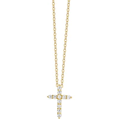 Luca Barra Colier placat cu aur cu zirconiu cubic Cruce CK2022 Luca Barra Colier placat cu aur cu zirconiu cubic Cruce CK2022