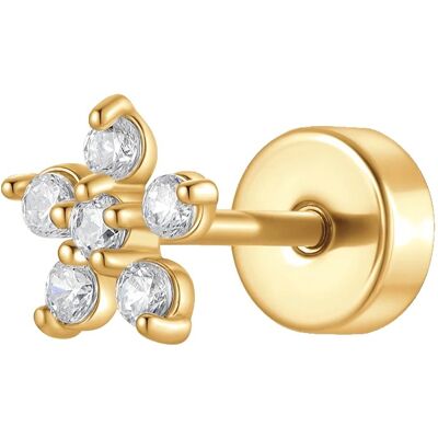 Luca Barra Single labretă placată cu aur Floare cu zirconii PR125 Luca Barra Single labretă placată cu aur Floare cu zirconii PR125