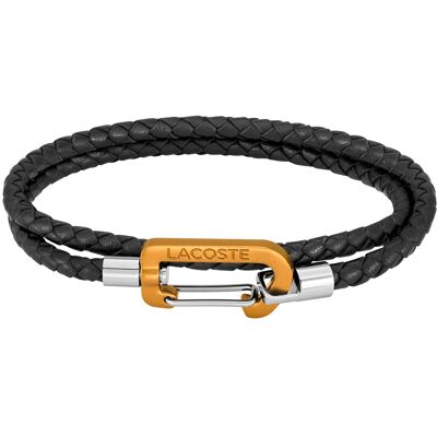 Lacoste Brățară neagră din piele împletită Matt 2040316 Lacoste Brățară neagră din piele împletită Matt 2040316