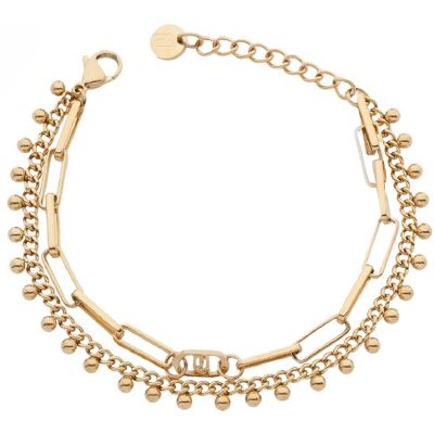 Liu Jo Brățară fashion dublă din oțel placat cu aur LJ3004 Liu Jo Brățară fashion dublă din oțel placat cu aur LJ3004