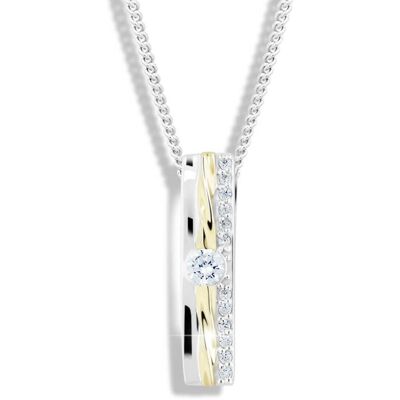 Modesi Colier bicolor din argint cu pietre de zircon M46025 (lănțișor, pandantiv) Modesi Colier bicolor din argint cu pietre de zircon M46025 (lănțișor, pandantiv)