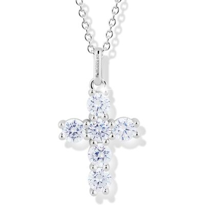 Modesi Colier fermecător din argint Cruce cu zirconiu cubic M00541 (lănțișor, pandantiv) Modesi Colier fermecător din argint Cruce cu zirconiu cubic M00541 (lănțișor, pandantiv)