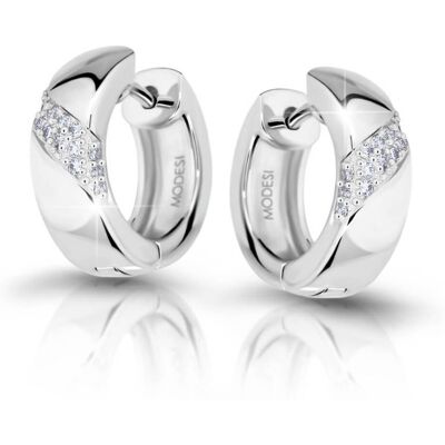 Modesi Cercei cerculețe din argint cu pietre de zircon M23037 Modesi Cercei cerculețe din argint cu pietre de zircon M23037