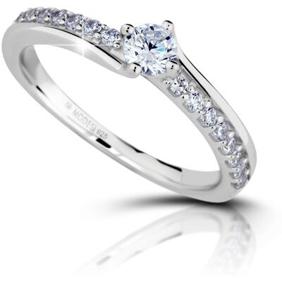Modesi Inel de logodnă din argint cu pietre de zircon cubic M01115 51 mm Modesi Inel de logodnă din argint cu pietre de zircon cubic M01115 51 mm