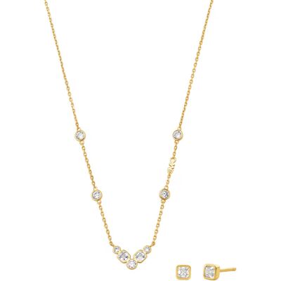 Michael Kors Set de bijuterii placat cu aur Premium MKC1774SET (colier, cercei) Michael Kors Set de bijuterii placat cu aur Premium MKC1774SET (colier, cercei)