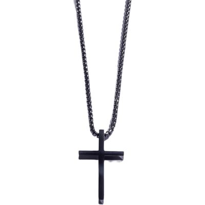 Marc Malone Colier atemporal negru din oțel Cruce MCGN5048B Marc Malone Colier atemporal negru din oțel Cruce MCGN5048B