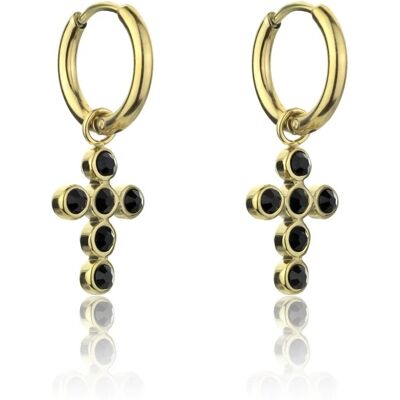 Marc Malone Cercei placați cu aur cu cruci Avianna Black Earrings MCE23120G Marc Malone Cercei placați cu aur cu cruci Avianna Black Earrings MCE23120G