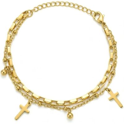 Marc Malone Brățară dublă placată cu aur Leaf Gold MCB260614G Marc Malone Brățară dublă placată cu aur Leaf Gold MCB260614G
