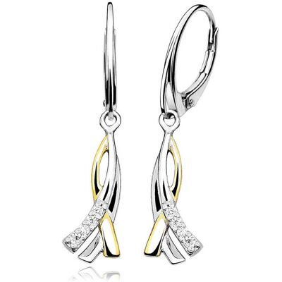 MOISS Cercei bicolori eleganți din argint E0001306 MOISS Cercei bicolori eleganți din argint E0001306