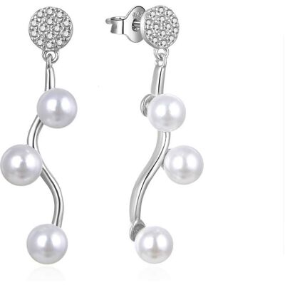 MOISS Cercei eleganți din argint cu zirconii si perle sintetice E0003098 MOISS Cercei eleganți din argint cu zirconii si perle sintetice E0003098
