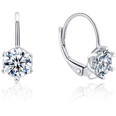 MOISS Cercei fini din argint cu zirconii transparente E0000676, E0000675 1,5 x 0,9 cm MOISS Cercei fini din argint cu zirconii transparente E0000676, E0000675 1,5 x 0,9 cm