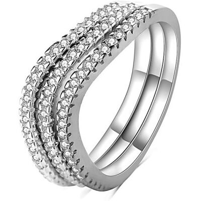 MOISS Inel triplu din argint cu zircon R00023 58 mm MOISS Inel triplu din argint cu zircon R00023 58 mm